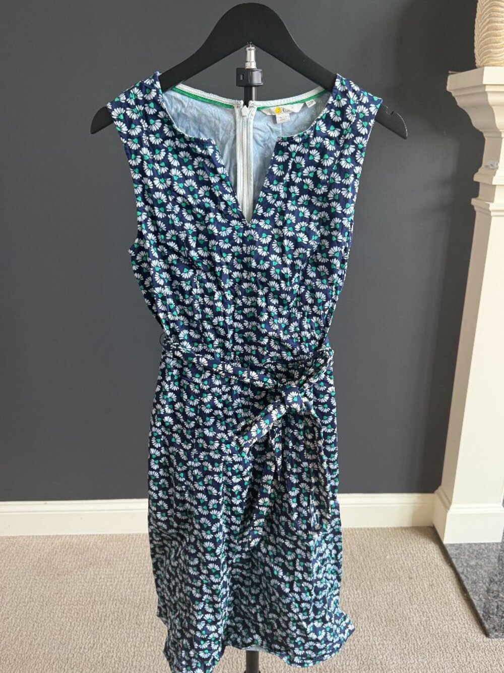 Boden Navy Daisy Ruched Jersey Dress US 6